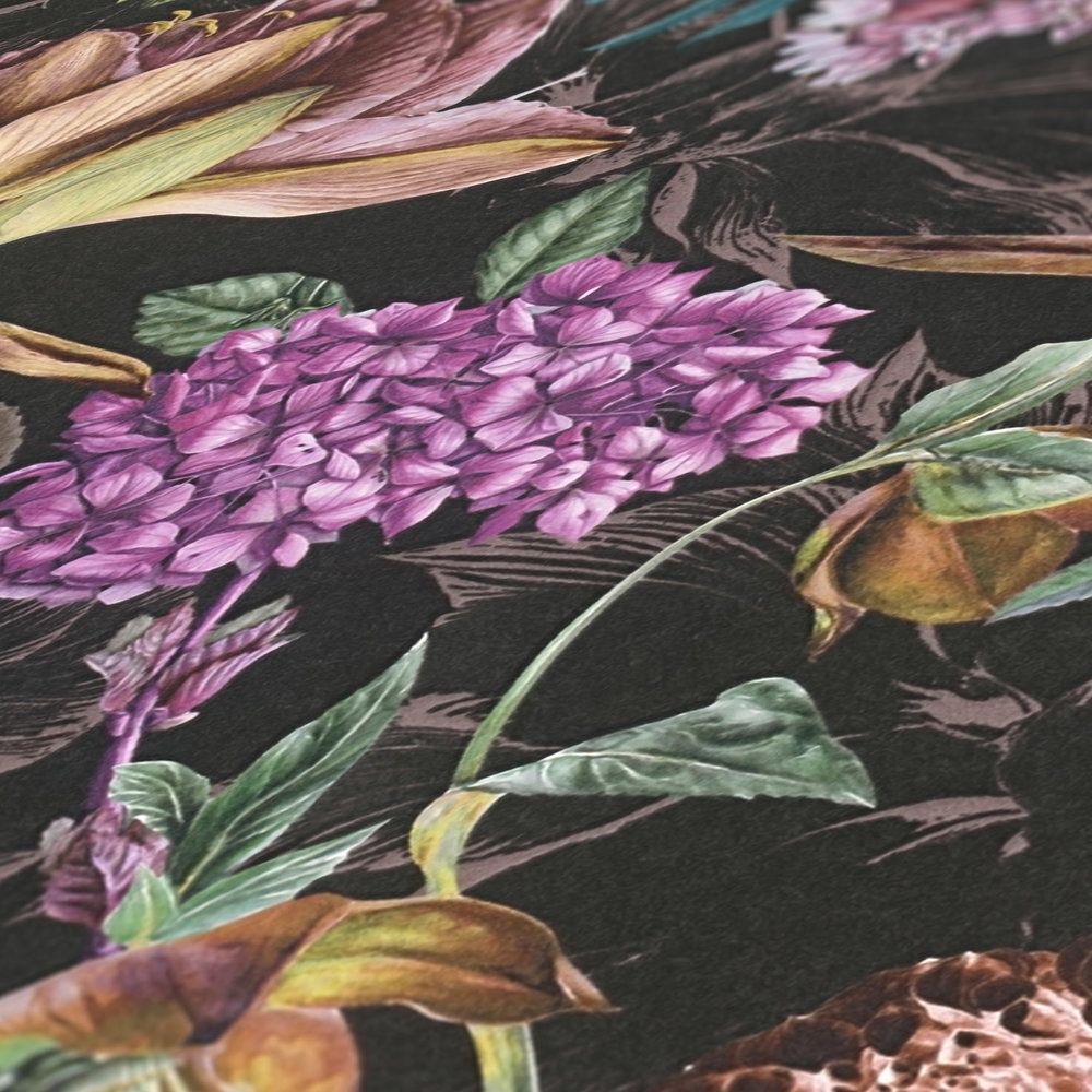 Floral Trails Wallpaper - Black + Multi