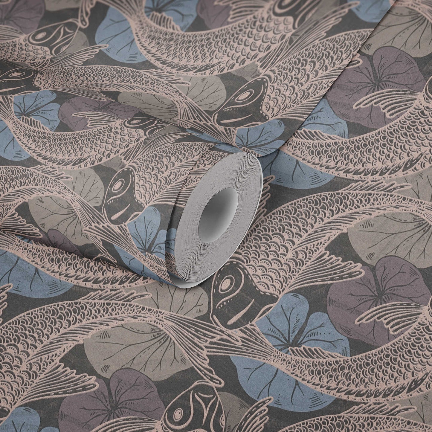 Tokyo Fish Bowl Wallpaper - Blue/Black