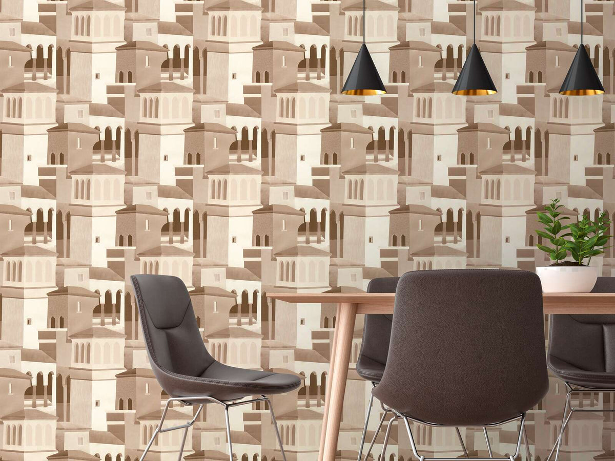 Piazza Architectural Vinyl Wallpaper – Neutral