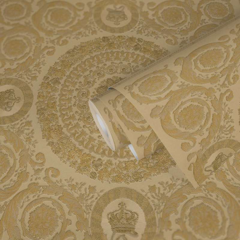 Versace Crown Moulding Wallpaper - Gold/Yellow