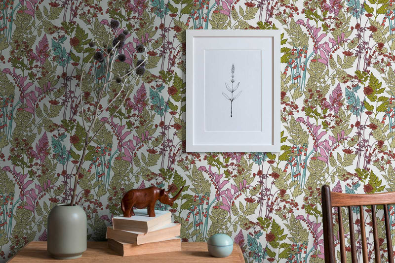 Floral Wallpaper - Cream/Green