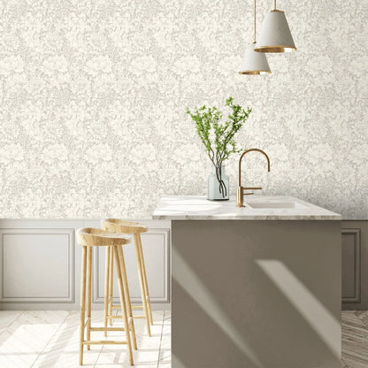 Chrysanthemum - Eden by Morris Wallpaper - Dove