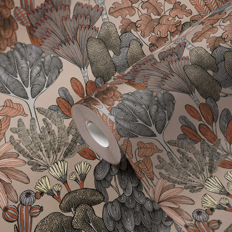 Exotic Oasis Wallpaper - Black/Red