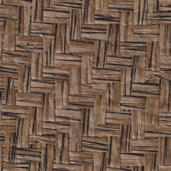 Sample - Japanese Summerhouse - Handmade Grasscloth Wallpaper - Chocolate