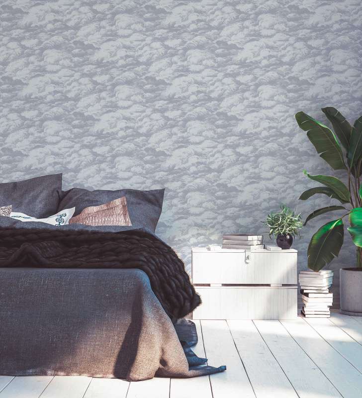 Cloudy Cloud Wallpaper - Grey