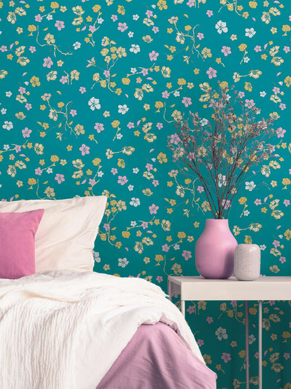 Paradise Blooms Wallpaper - House of Turnowsky - Turquoise