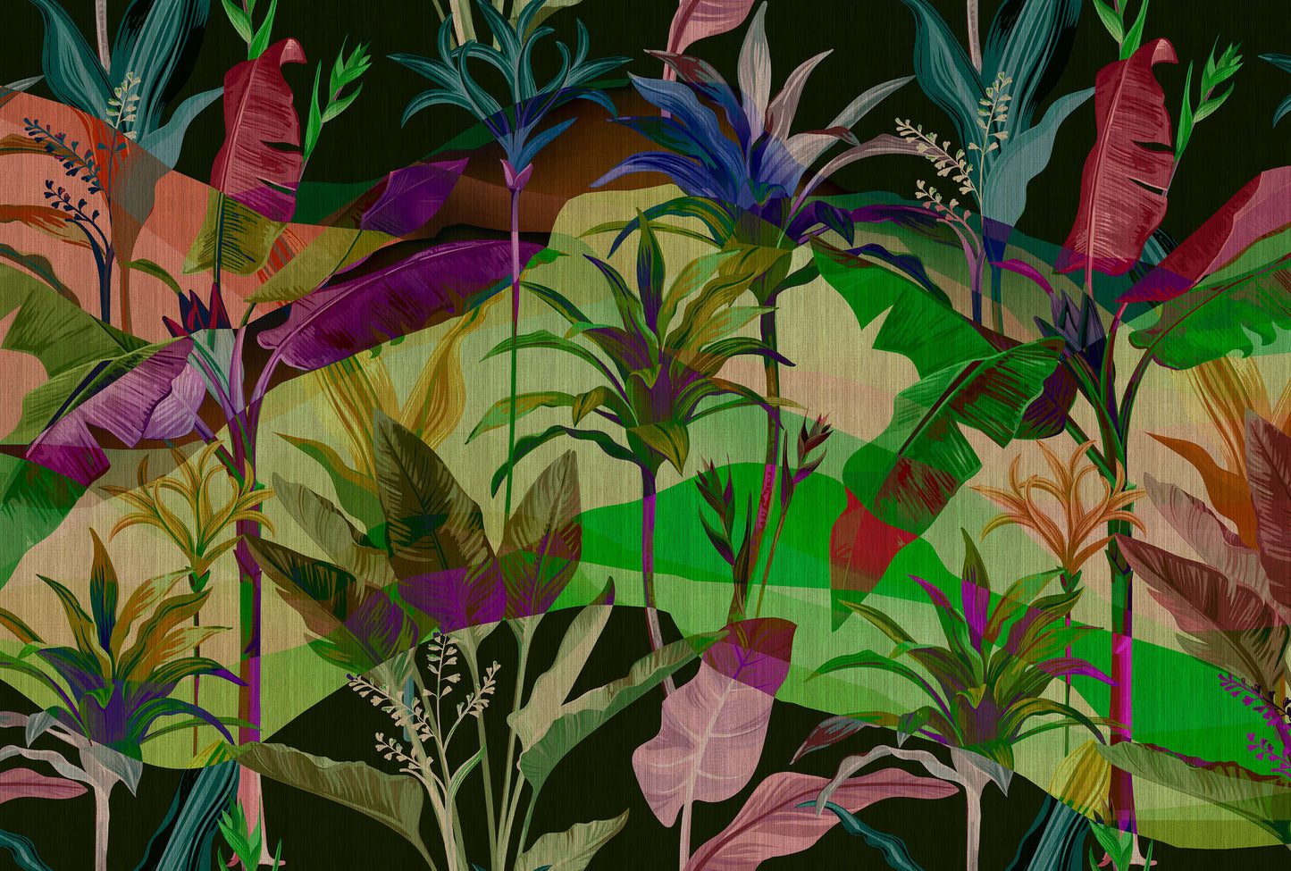 Palmyra - Jungle - Custom Sized Wallpaper Mural (per m2) - Green