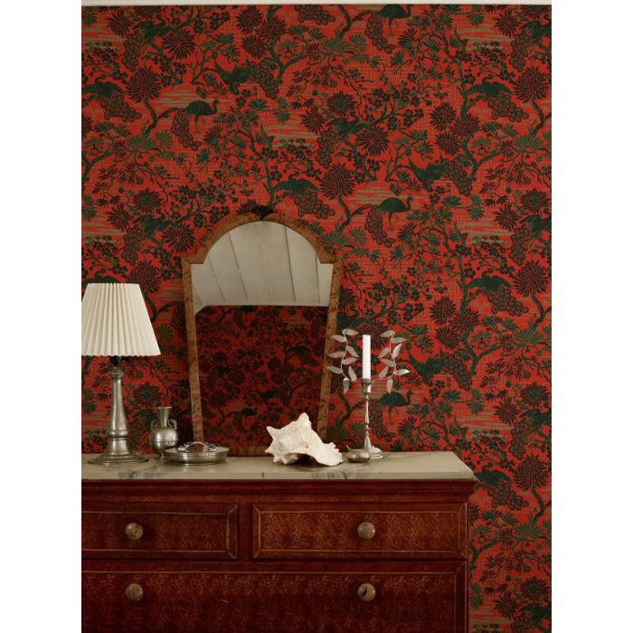 Asian Garden Wallpaper - Red