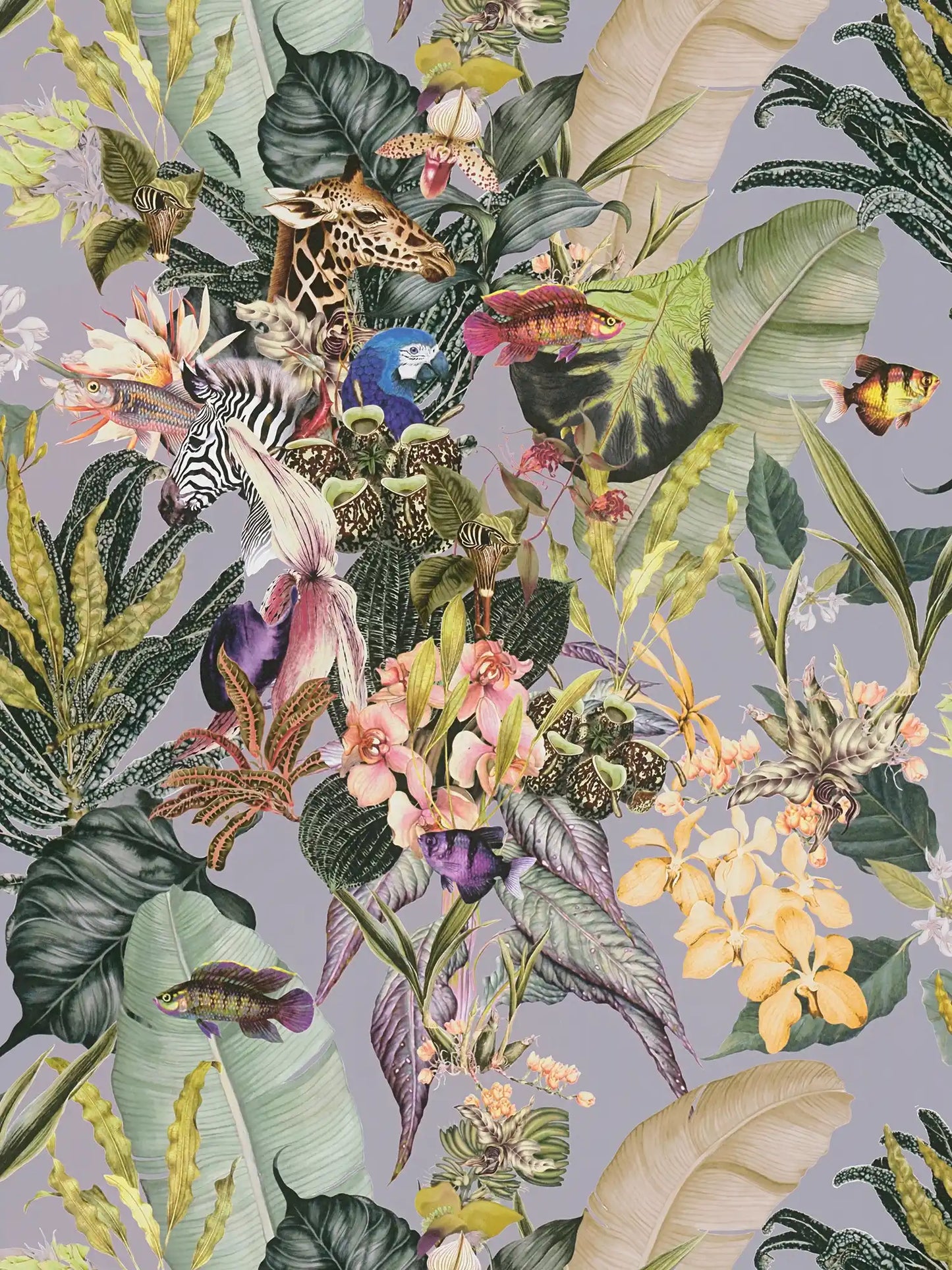 Sample - Tropical Dreams Wallpaper - Grey
