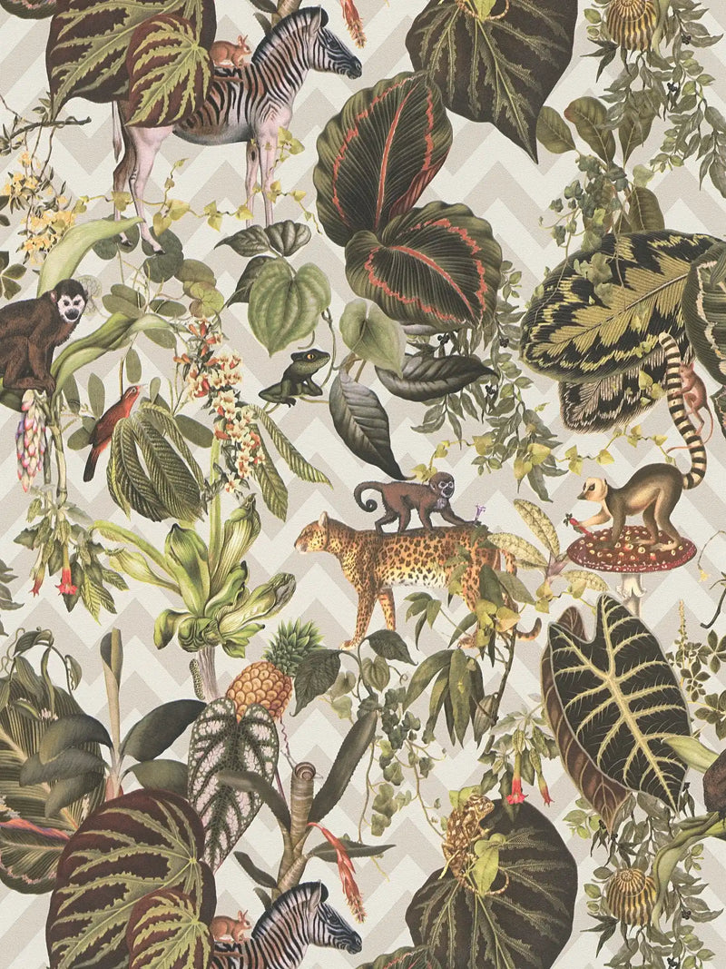 Sample - Living Jungle Chevron Wallpaper - Beige
