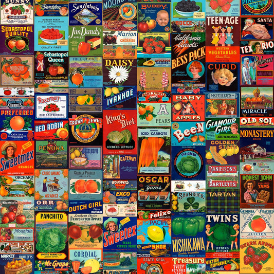 Crate Labels Wallpaper  by Mr & Mrs Vintage Wallpaper - Fruit & Vegetables Crate Labels