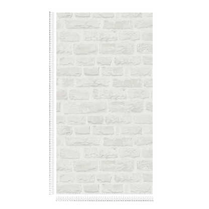Classic Brickstone - Natural Wallpaper - White