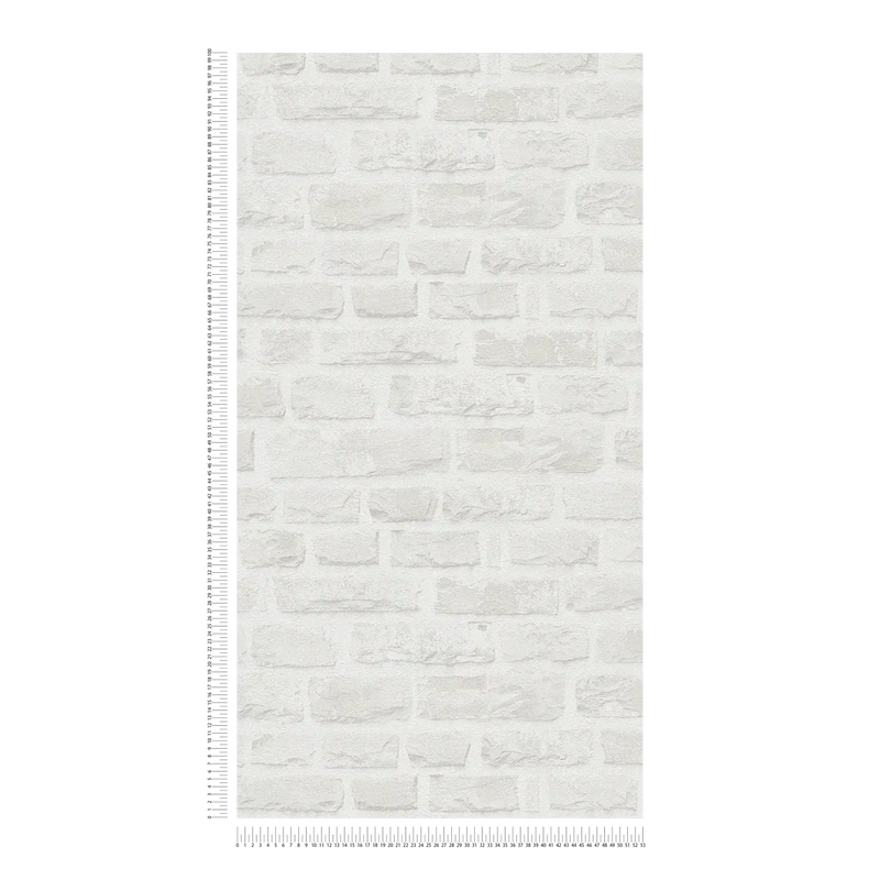 Classic Brickstone - Natural Wallpaper - White