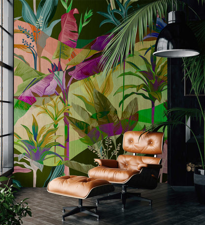 Palmyra - Jungle - Custom Sized Wallpaper Mural (per m2) - Green