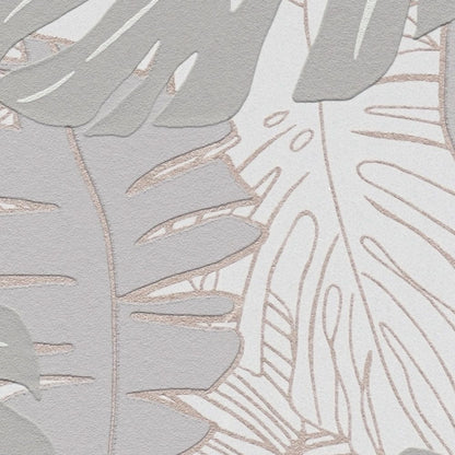 Metallic Monstera Fronds Wallpaper - House of Turnowsky - Beige