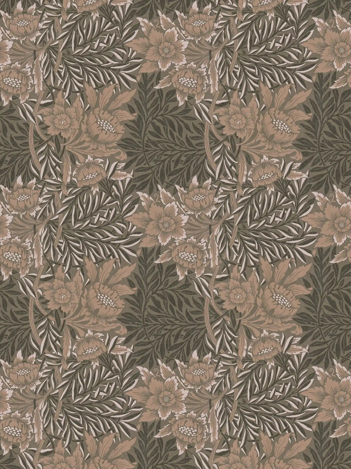 Sample - Baroque Floral Wallpaper - Brown