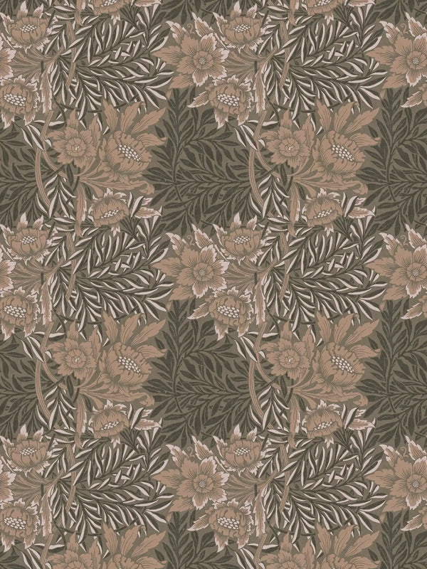 Sample - Baroque Floral Wallpaper - Brown