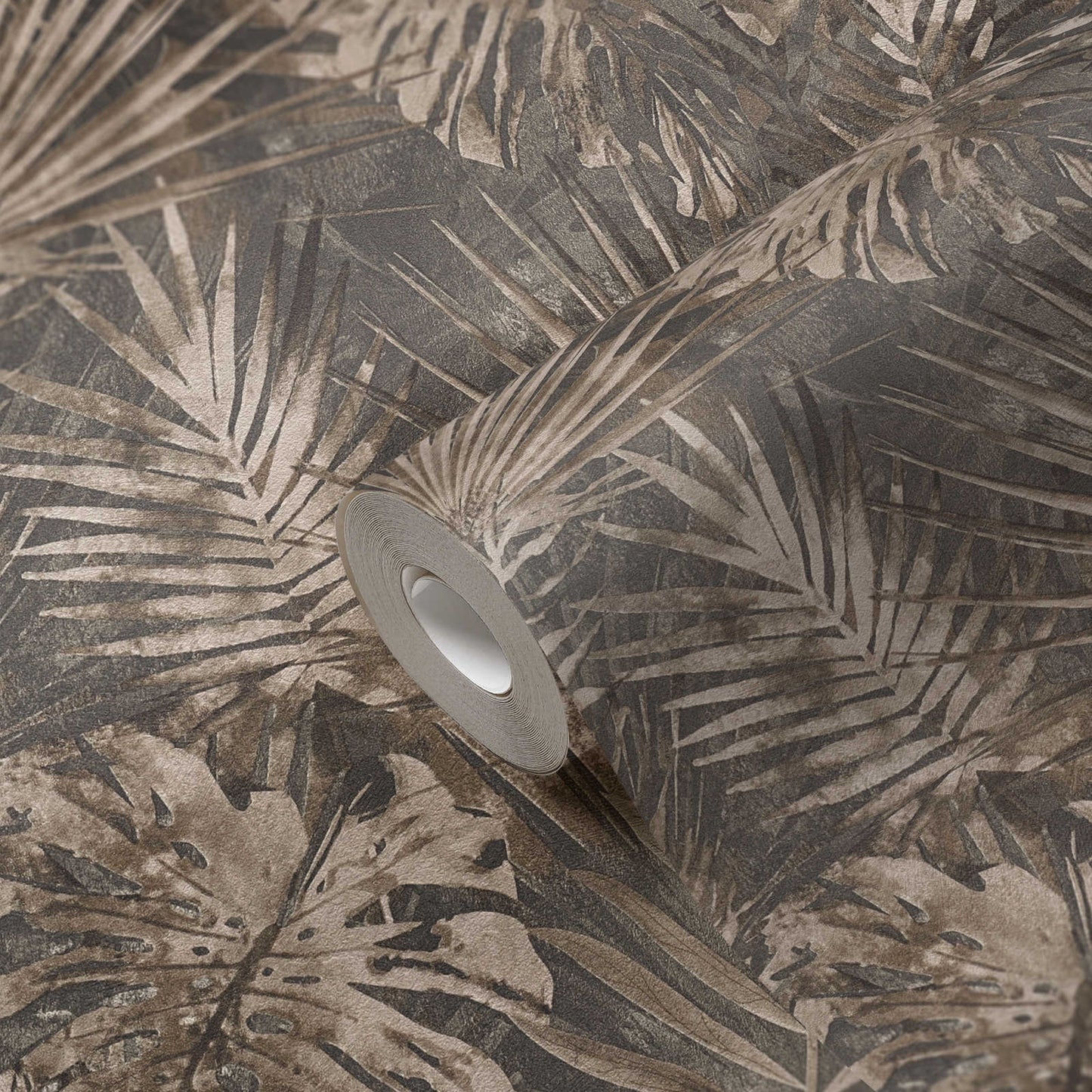 Forest Frame - Leaves Wallpaper - Anthracite