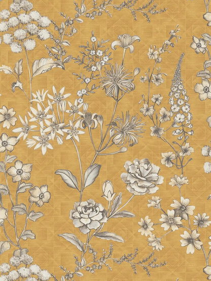 Stockholm Floral Wallpaper - Yellow Ochre