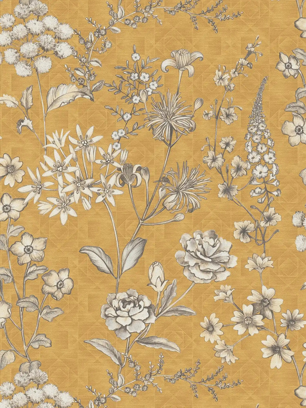 Sample - Stockholm Floral Wallpaper - Yellow Ochre