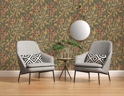 Floral Vine Wallpaper - Caramel