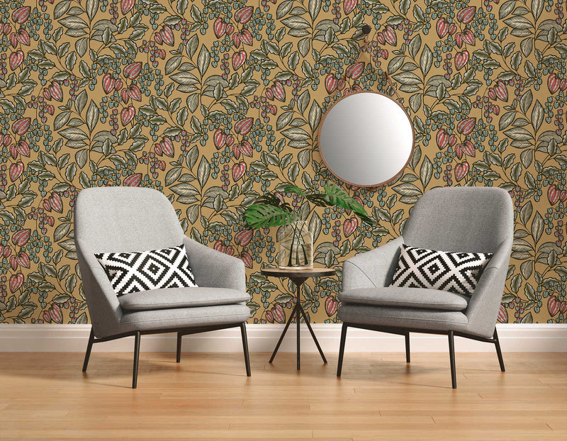 Floral Vine Wallpaper - Caramel