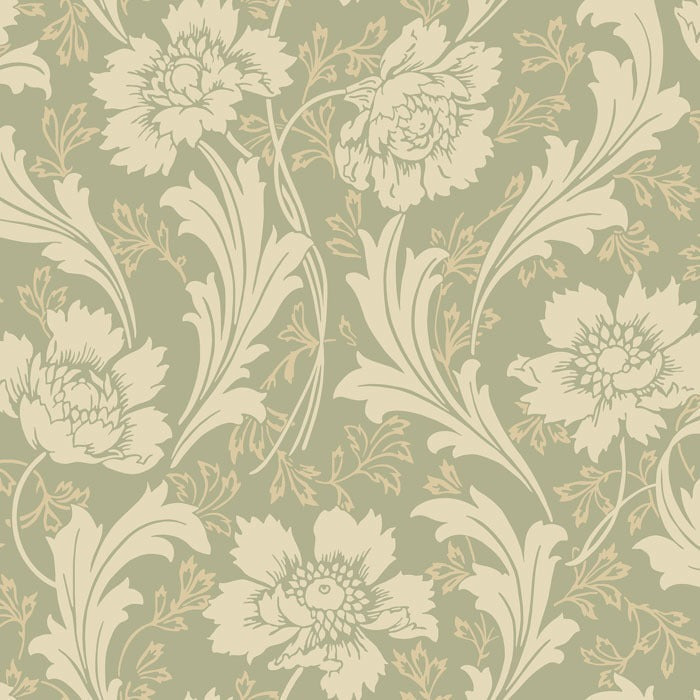Sample - Villastaden Wallpaper - Green