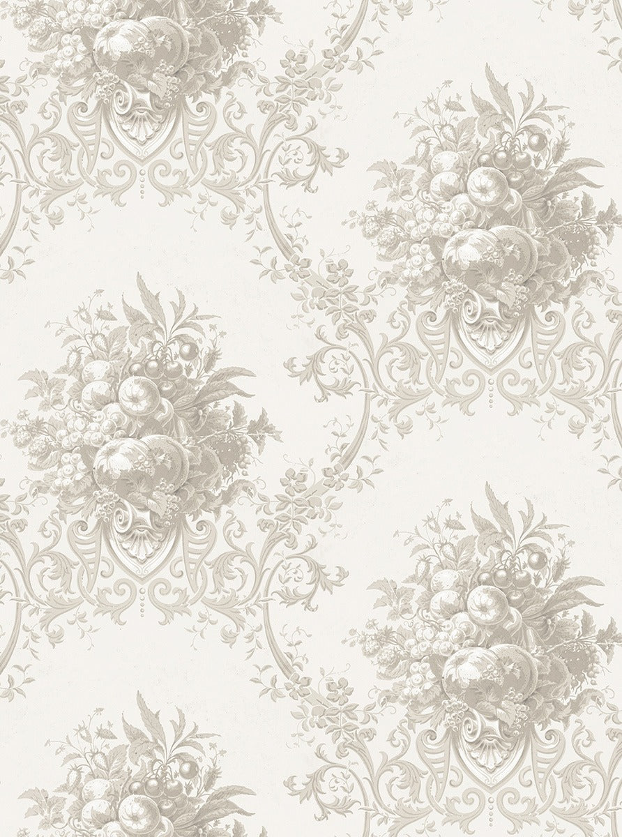 Paradise Medallion - Custom Sized Wallpaper Mural (per m2) - White Beige