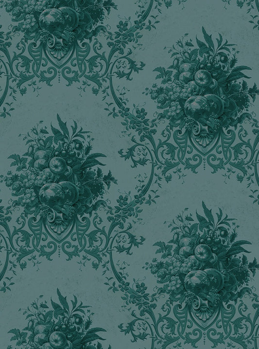Paradise Medallion - Custom Sized Wallpaper Mural (per m2) - Dark Blue