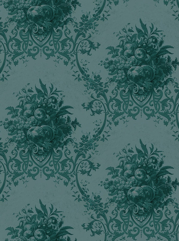 Sample - Paradise Medallion - Custom Sized Wallpaper Mural (per m2) - Dark Blue