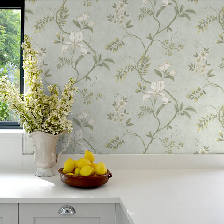 Dancing Iris - Wallpaper - Duck Egg