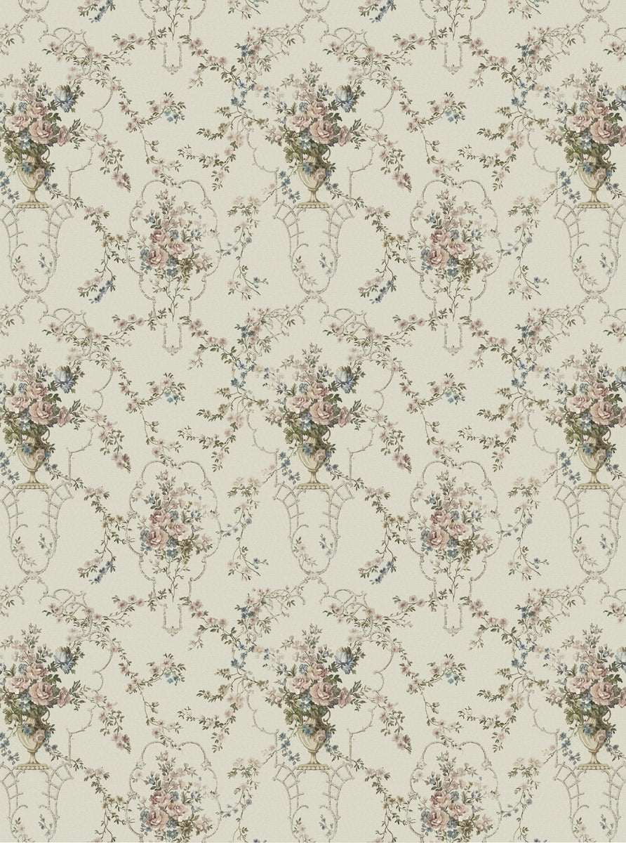 Sample - Rose Antique - Custom Sized Wallpaper Mural (per m2) - White Multi