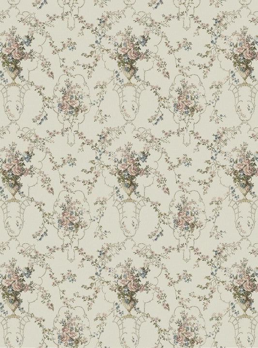Rose Antique - Custom Sized Wallpaper Mural (per m2) - White Multi