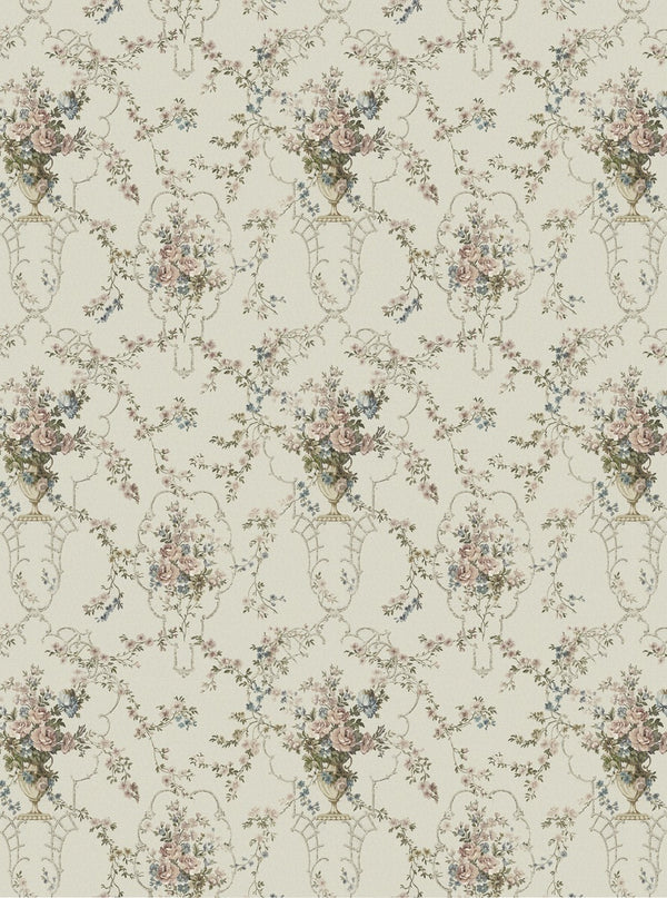 Sample - Rose Antique - Custom Sized Wallpaper Mural (per m2) - White Multi