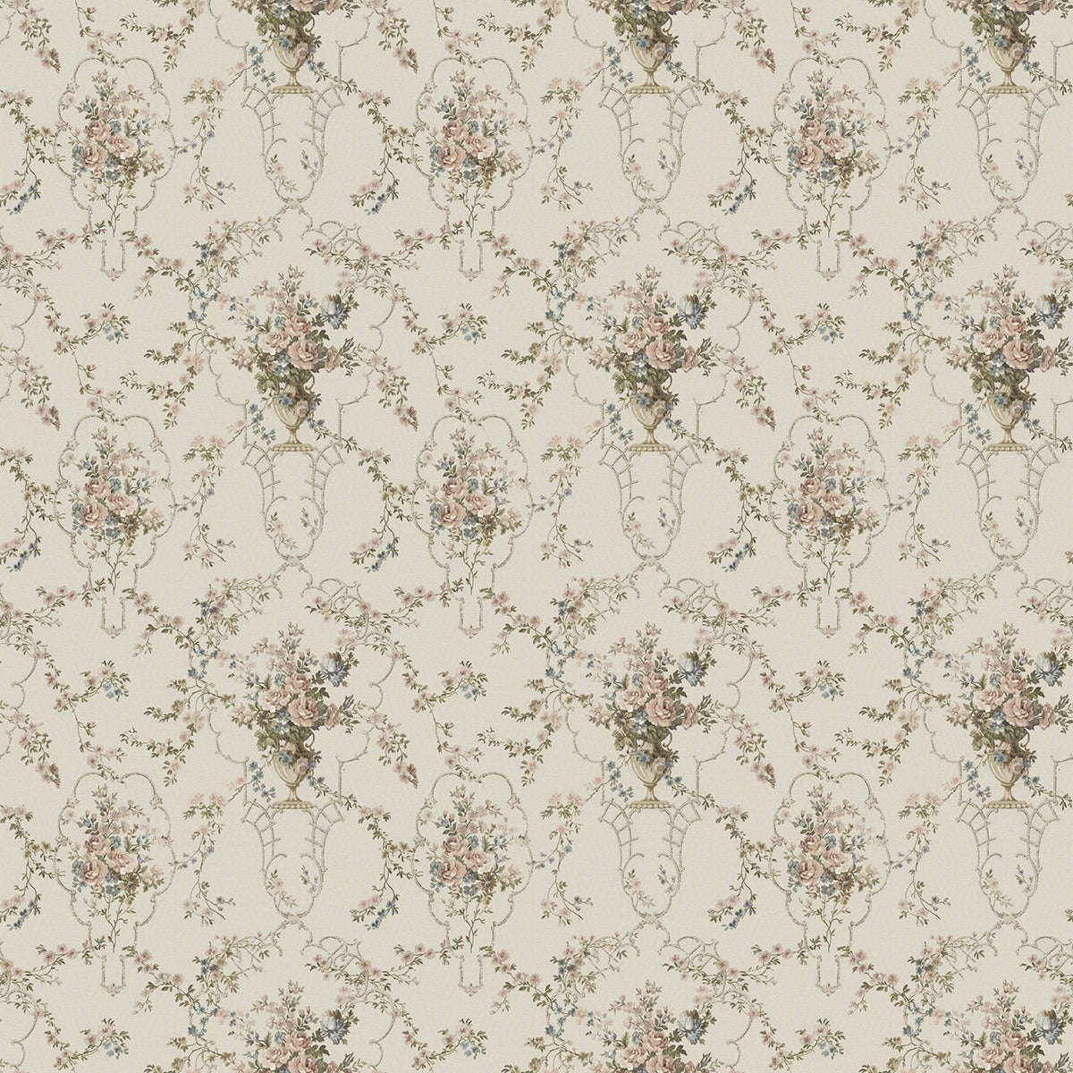 Rose Antique - Custom Sized Wallpaper Mural (per m2) - White Multi