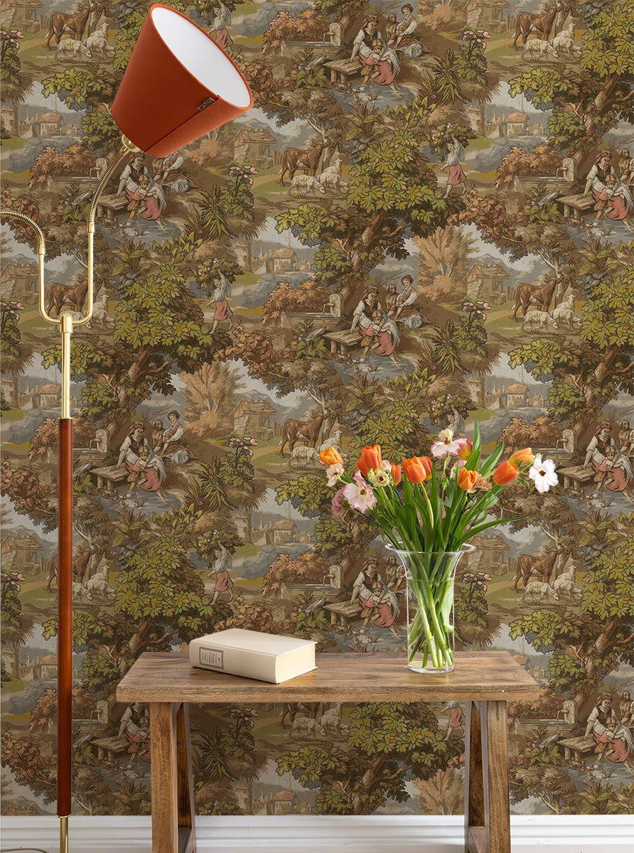 Vintage Landscape - Custom Sized Wallpaper Mural (per m2) - Multi