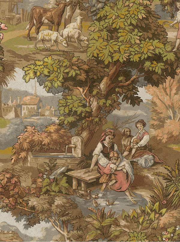Sample - Vintage Landscape - Custom Sized Wallpaper Mural (per m2) - Multi