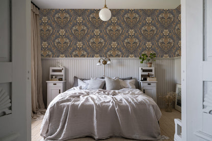 Oscar Antique Medallion - Custom Sized Wallpaper Mural (per m2) - Blue
