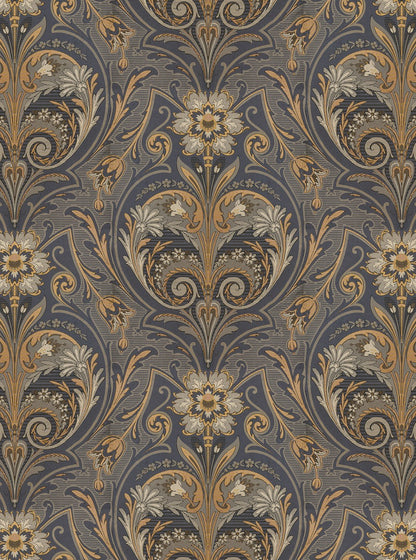 Oscar Antique Medallion - Custom Sized Wallpaper Mural (per m2) - Blue