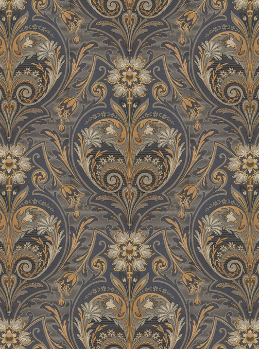 Oscar Antique Medallion - Custom Sized Wallpaper Mural (per m2) - Blue