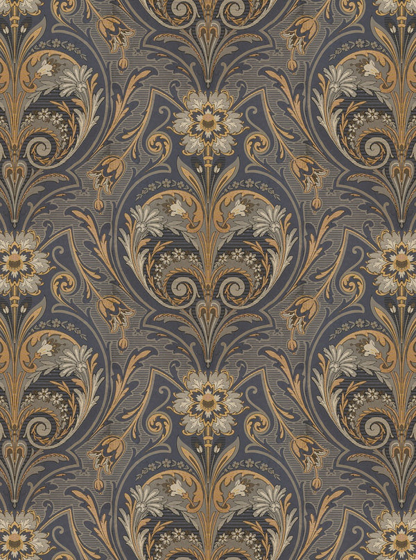 Sample - Oscar Antique Medallion - Custom Sized Wallpaper Mural (per m2) - Blue