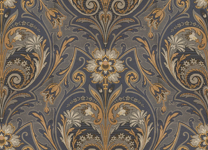 Oscar Antique Medallion - Custom Sized Wallpaper Mural (per m2) - Blue