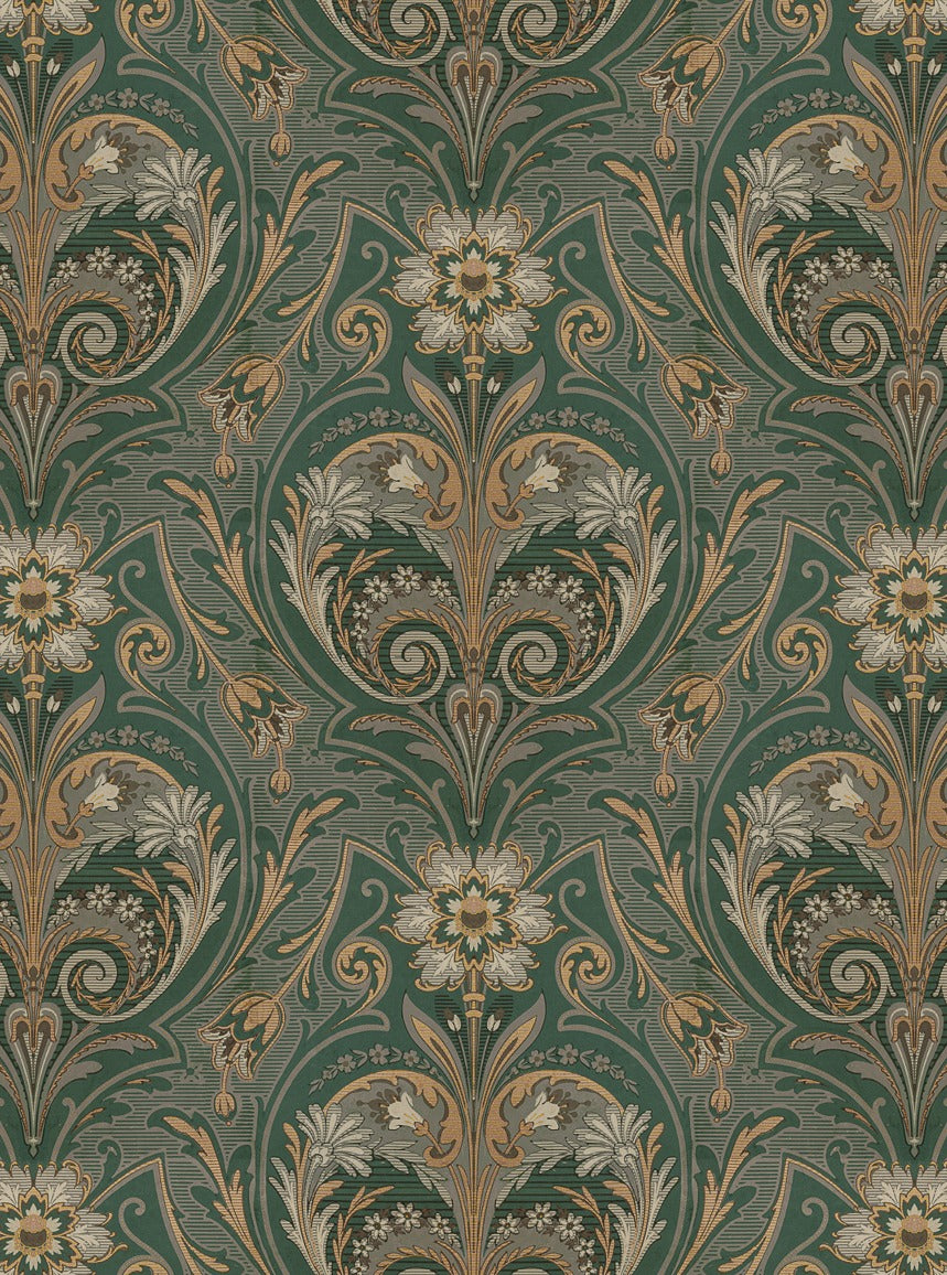 Oscar Antique Medallion - Custom Sized Wallpaper Mural (per m2) - Green