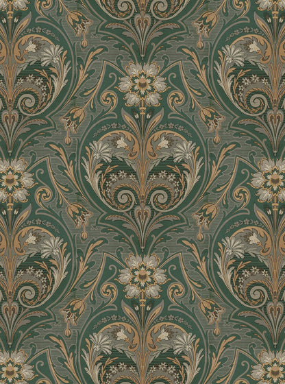 Oscar Antique Medallion - Custom Sized Wallpaper Mural (per m2) - Green