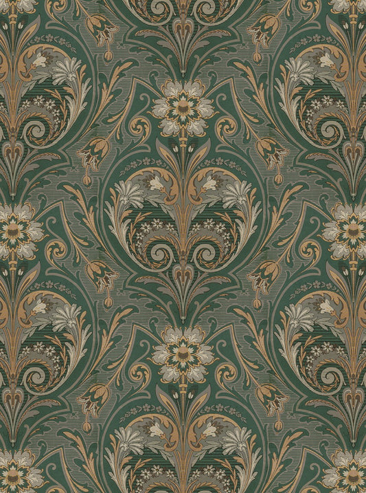Oscar Antique Medallion - Custom Sized Wallpaper Mural (per m2) - Green