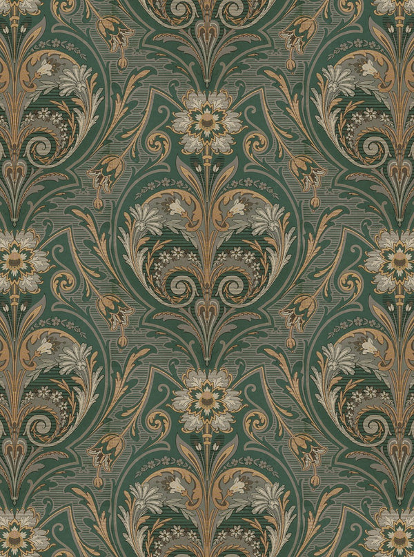Sample - Oscar Antique Medallion - Custom Sized Wallpaper Mural (per m2) - Green