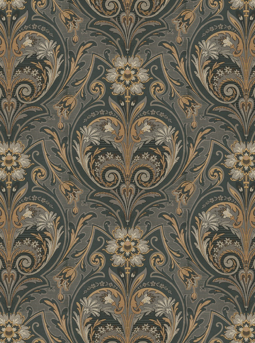 Oscar Antique Medallion - Custom Sized Wallpaper Mural (per m2) - Dark Grey