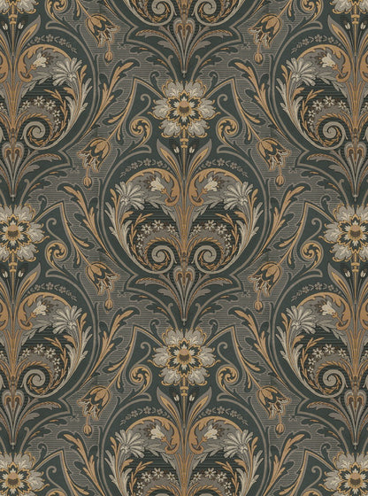 Oscar Antique Medallion - Custom Sized Wallpaper Mural (per m2) - Dark Grey