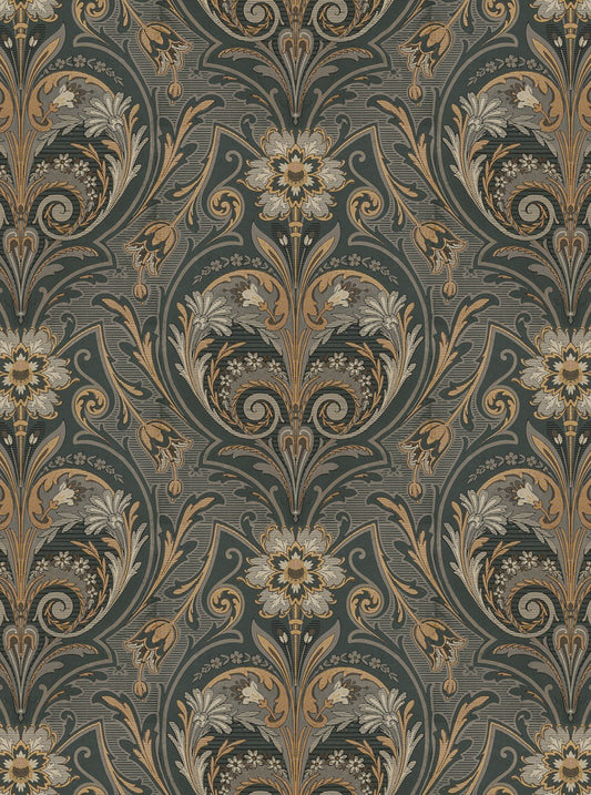 Oscar Antique Medallion - Custom Sized Wallpaper Mural (per m2) - Dark Grey