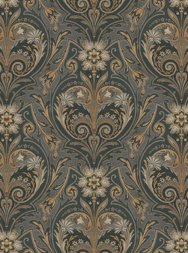 Sample - Oscar Antique Medallion - Custom Sized Wallpaper Mural (per m2) - Dark Grey